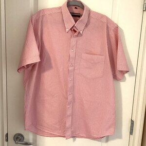 Abercrombie & Fitch Men's Short Sleeve Pink Plaid Shirt Size L 40 / 42 Cotton